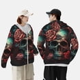 thumbnail image 4 of Women Men Sun Protection Hoodie Jacket Zip Long Sleeve Shirt Hiking Outdoor , Skull Death Roses Retro, 4 of 6