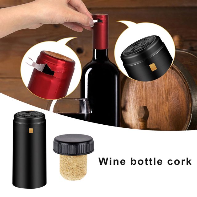100 Pcs Bouchons de Bouteille de Vin en Liège Rétractables à la Chaleur Protecteurs pour Maison Cuisine Bar