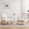 thumbnail image 3 of Dayalane French country Accent Chair Set of 2, Linen Upholstered Reading Chair with Removable Cushion & Solid Wood Frame Lounge Armchair for Living Room Reception Room Bedroom, Beige, 3 of 10