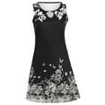 thumbnail image 5 of gakvbuo Summer Dresses For Women 2023 Tank Tunic Dress Swing Flowy Sundresses For Women Crewneck Shirt Dresses Sleeveless Floral Print Hollow Out Mini Dresses Casual Dresses Beach Dress For Women, 5 of 6