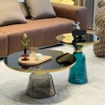 thumbnail image 3 of Mesa de centro de cristal de lujo para sala de estar, mesa redonda combinada de vidrio de colores, decoración del hogar, vidrio templado de diseño europeo, 3 of 4