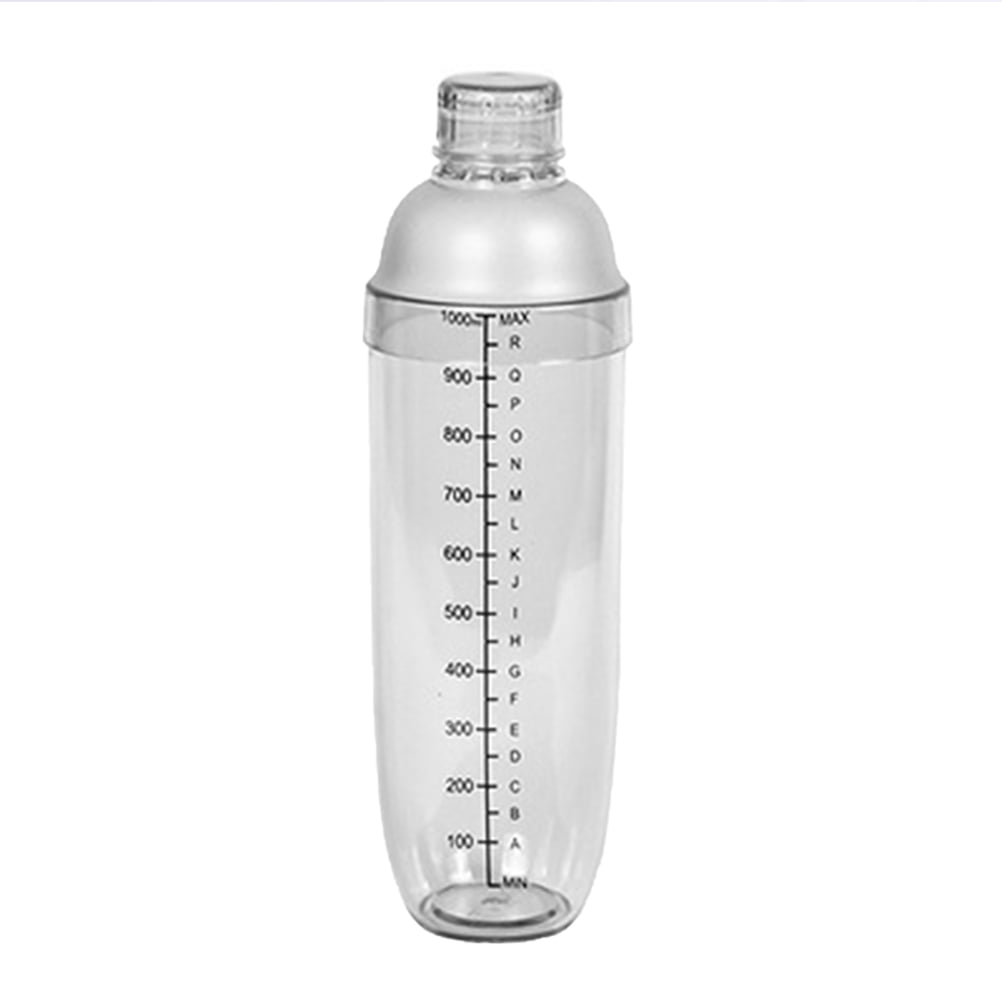 1000ml Clear Plastic Cocktail Shaker Cup Scale Wine Beverage Mixer Drink Tools - Transparent