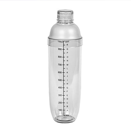 

BESTONZON 1000ml Hand Shake Cup Cocktail Shaker Transparent Mixer Cup Clear Bar Shaker Wine Milk Tea Shaker Cup with Scale (White)