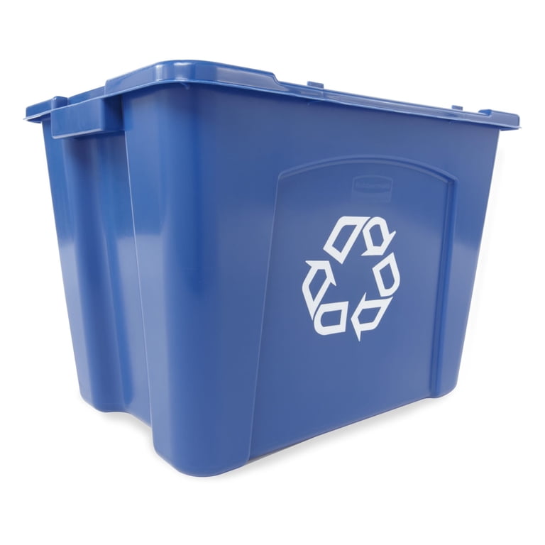 Rubbermaid 14 Gallon Stackable Outdoor Recycling Bin, Blue