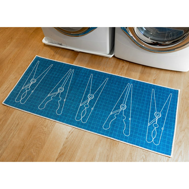 Soft Woven 24x56 Laundry Room Rug 85% Cotton Laundry Clothespins Funny Non  Skid Laundry Mats Machine Washable Runner 