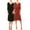 Black-Dusty Rose, variant on Women's Solid Wrap Dress 3/4 Sleeve V Neck Waist Tie Pack of 2