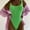 Green, variant on CALAFEBILA Women One-Piece Swimwear Summer Mother's Day Wrinkled Cloth Wave Fluorescent Strapless Pool Resort Swimsuit