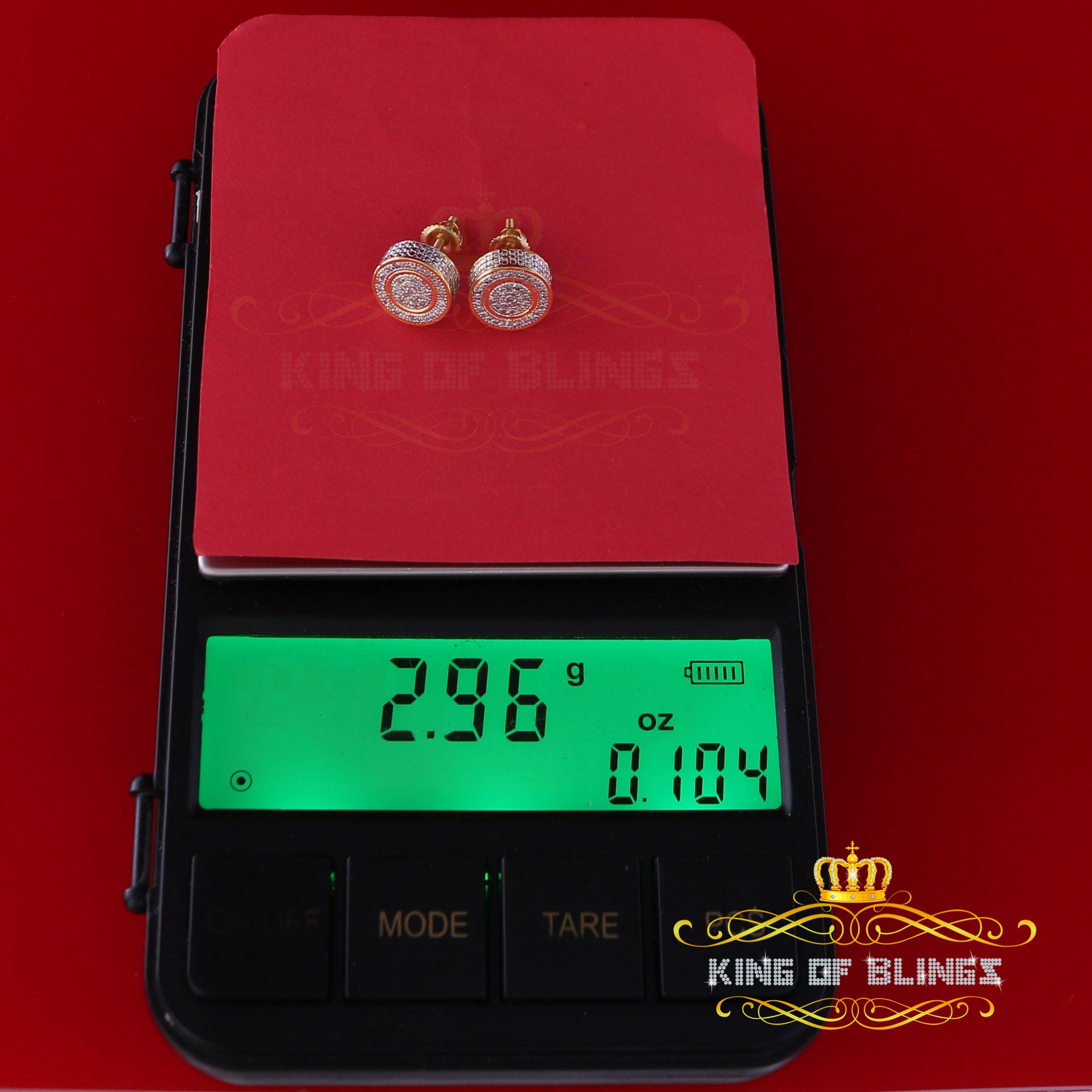 King of Bling's 10K Real Yellow Gold Real Diamond 0.25CT Men's/Women's Round Stud Micro Earring