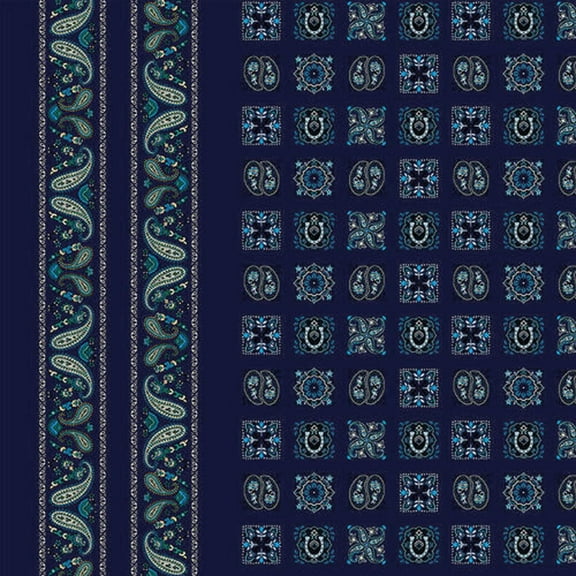 Studio E Fabrics Wild West Bandana Double Border 24 by 44 Blue