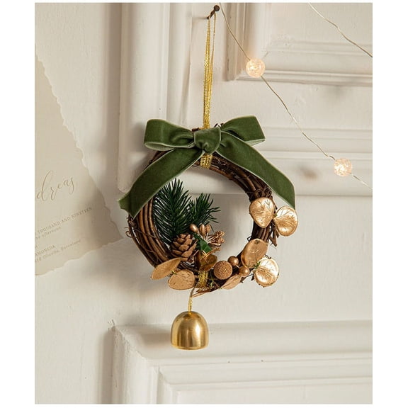 Gcvizuso Christmas Wreath, Christmas Wreaths for Front Door, Small Wreath Christmas Ornaments Christmas Party Atmosphre Decoration Props To Give Small Gifts Christmas Wreath