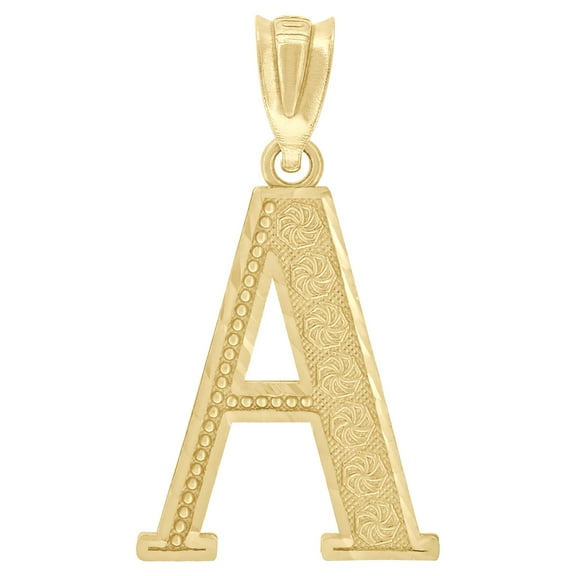 Pure 10k Yellow Gold Unisex Initial "A" Letter Pendant 1.2g Diamond Cut Charm