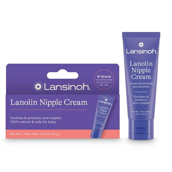 Lansinoh Lanolin Nipple Cream Safe for Breastfeeding Baby, 100% Natural, Breastfeeding Essentials, 1.41 oz