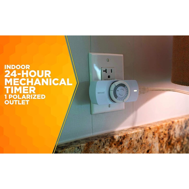 Woods Narrow Indoor 24-Hour Mechanical Timer, White photo 2