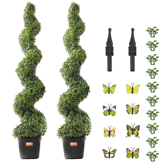 Artificial Boxwood Topiary Tree 2 Pack 5 Feet Tall, Fake UV Protected Plants for Patio, Porch, Outdoor and Indoor Decor