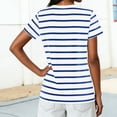 thumbnail image 5 of APEXFWDT Women's Striped V Neck T Shirts Short Sleeve Tees Casual Basic Summer Tops,L,Blue, 5 of 7