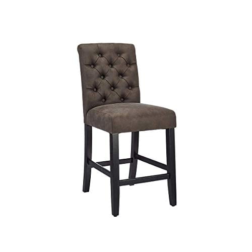 CangLong Tufted Leather Kitchen Counter Height Stool Chair for Bar, Kitchen, Dining Room, Living Room and Bistro Pub, Set of 1, Black