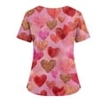 thumbnail image 3 of Valentines Day Scrub Tops for Women Plus Size Casual V Neck Cute Valentine Love Printed Scrub Shirts Loose Short Sleeve Scrubs Medical Nurse Workwear Nursing Uniform with Pockets Pink 4XL, 3 of 4