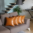 thumbnail image 2 of Set of 4 Brown Faux Leather 17" Pillow Covers, 2 of 3