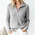thumbnail image 3 of Maean Womens Quarter Zip Sweater V Neck Collared Long Sleeve Knit Sweaters Casual Loose Pullover Tops, 3 of 7