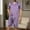 Purple, variant on Men's Smooth Striped Satin Pajama Set Short Sleeve Silk Sleepwear Classic Button Down 2-Piece Pjs Set