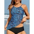 thumbnail image 6 of Charmo Women's High Neck Tankini Tops Built-in Bra Only Tummy Control Swimsuit Tops Ruched Swim Tops Without Bottoms, 6 of 9