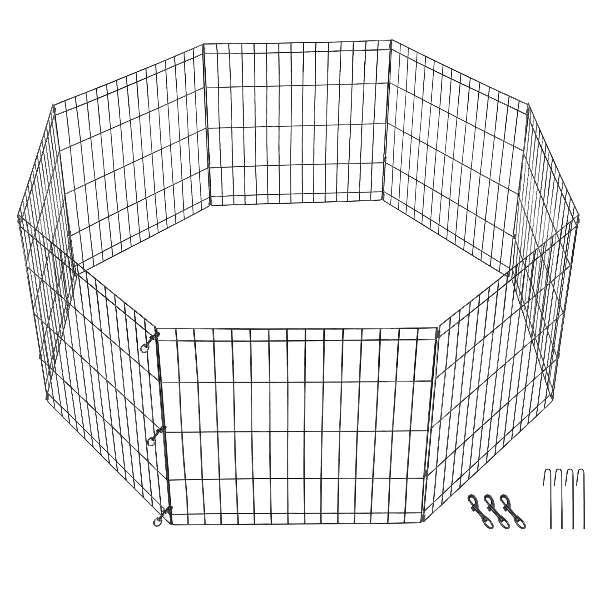 ZENSTYLE 24" Animals Dog Playpen Foldable Metal Frame In/Outdoor Pets Exercise Fence Barrier 8 Pannels