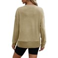 thumbnail image 4 of ATOYSOY Women's Solid Color Pullover Side Split Workout Retro Fashion Loose Sweaters Long Sleeve Tops Fall Winter Crew Neck Blouses Outwear Casual Sweatshirts Beige S, 4 of 7