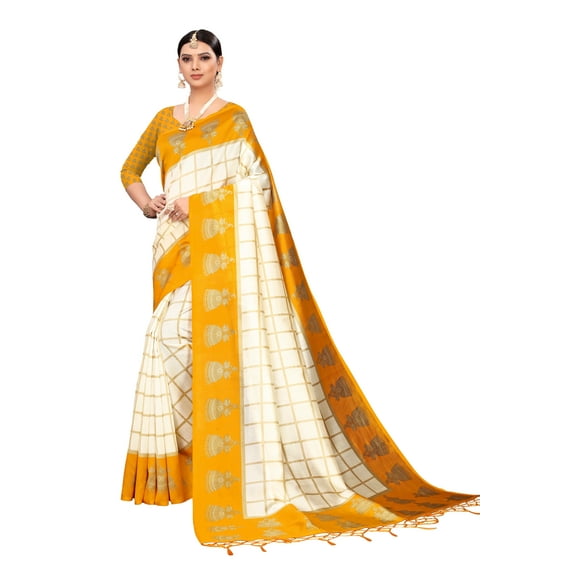 Multi color Mysore Silk saree/sari with running blouse For Women/Girls