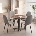 thumbnail image 2 of 5-Pieces Modern 35'' Inch Round Wooden Dining Table Set for 4 Comfortable Velvet Chairs, Space Saving Kitchen Furniture, Small Apartment Coffee Table Set (Blue), 2 of 7