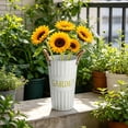 thumbnail image 4 of Naittoop Rustic Metal Flower Bucket Vintage Metal Handled Flower Pots Planter Bucket Herb Flower Holder for Railing Fence Balcony Deck Garden Home Decor 9.8 in White, 4 of 6