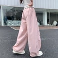 thumbnail image 6 of CONROSES Girls Baggy Cargo Pants Wide Leg Hiking Pants for Girls Trendy Solid Elastic Waist Drawstring Outdoor Jogger Pants With Pockets, 6 of 8