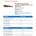 thumbnail image 2 of Rear Right Strut and Coil Spring Assembly - Compatible with 2011 - 2013 Toyota Corolla 2012, 2 of 2