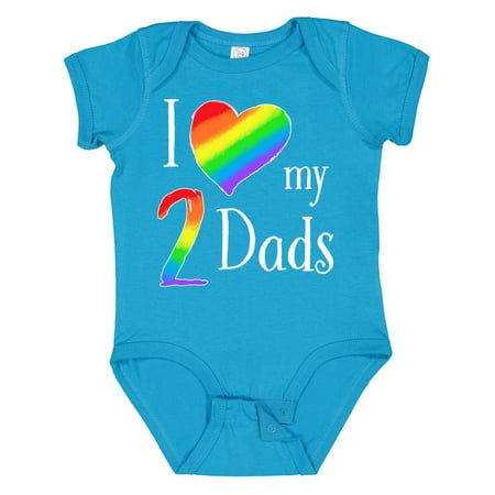 

Inktastic I Love My Two Dads- Pride Rainbow Heart Gift Baby Boy or Baby Girl Bodysuit
