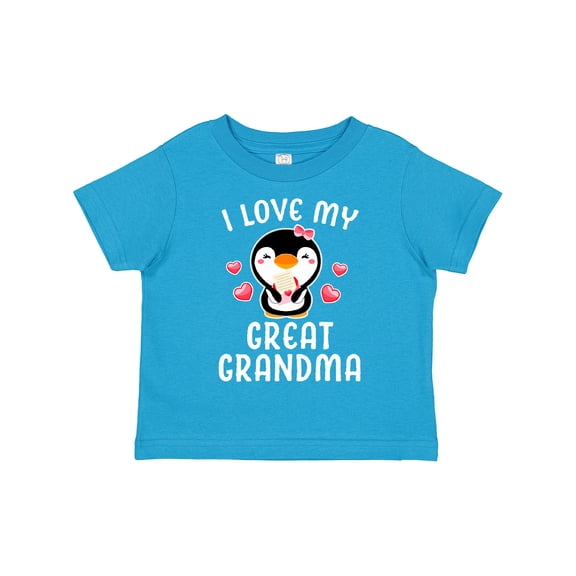 Inktastic I Love My Great Grandma with Cute Penguin and Hearts Girls Toddler T-Shirt