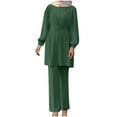 thumbnail image 3 of WRKEKC Women Outfits Sets, Womens Sets 2 Piece Outfits, Ladies' Trendy Muslim Fall Solid Color Shirt Long Sleeve Shirt and Straight Leg Pants Two Piece Sets, 3 of 9