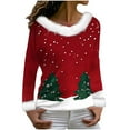 thumbnail image 4 of Craaazy Women's Christmas Shirts Long Sleeve Crew Neck Christmas Graphic Tops Gifts, 4 of 7