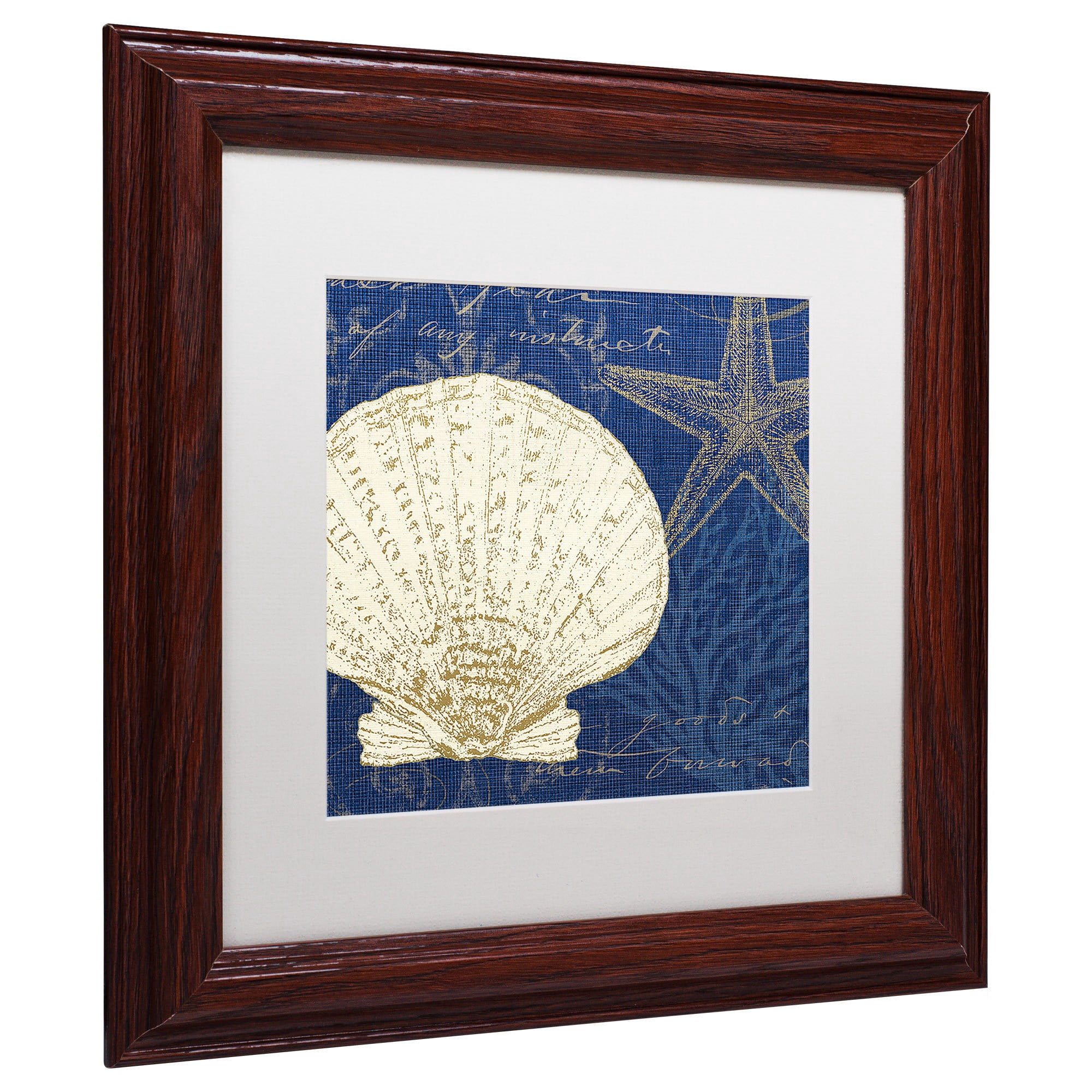 Trademark Fine Art "Coastal Moonlight II Teal" Canvas Art by Pela Studio, White Mat, Wood Frame