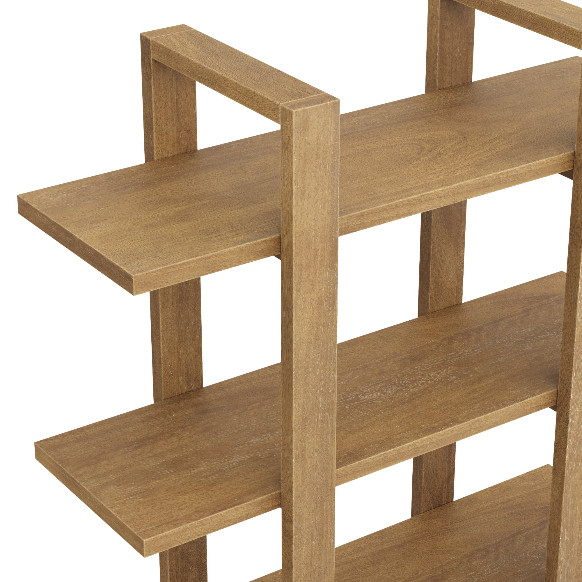 Nathan James Benji Mid Century Wall Unit Bookcase, Decorative Floating 3-Tier Wood Shelf, Light Brown