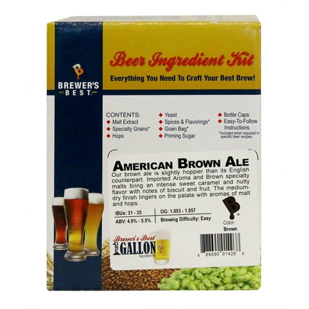 Brewer's Best One Gallon Home Brew Beer Ingredient Kit (American Brown (Best Yeast For Brown Ale)