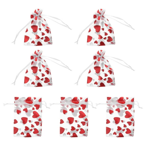 OULII 50pcs Valentine Packaging Bags Made Of Red Mesh Fabric For Jewelry Storage And Candy Packaging