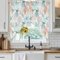 thumbnail image 6 of Teal Red Jellyfish Coastal Swag Valances for Windows, Kitchen Window Curtains Over Sink, Summer Beach Coral Starfish Nautical Window Treatment Curtains for Living Room/Bedroom 2 Panel Sets 36"x45", 6 of 8