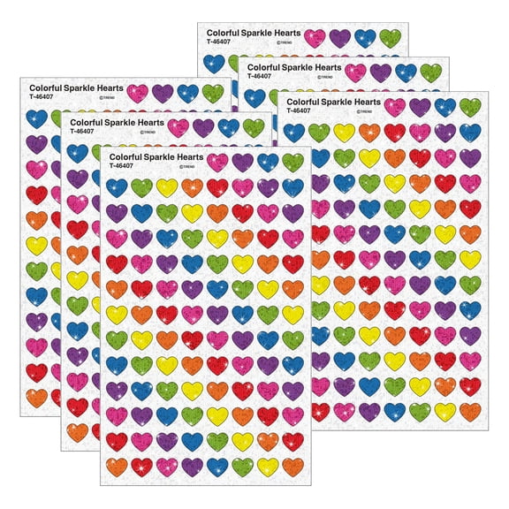 TREND Colorful Hearts Sparkle Stickers, 400 Per Pack, 6 Packs
