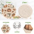 thumbnail image 4 of Yayeee 6 PCS Drink Coasters with Holder Set Woven Absorbent Round Tabletop Hot Pad, Fall Leaves, 4 of 7