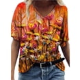 thumbnail image 1 of Puntoco - Camiseta de manga corta suelta con cuello en V y estampado informal para mujer Puntoco Puntoco-5194, 1 of 4