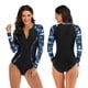 thumbnail image 4 of Traje de surf de una pieza de manga larga con protección solar para mujer, traje de baño de aguas termales, traje de baño sexy, Oni Flower 7777, 4 of 6