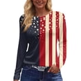 thumbnail image 2 of KDDYLITQ Womens 250th Anniversary Tshirt 4th Of July 250 Years Birthday Long Sleeve Tops Summer Printed Causal T-Shirts Usa Star Stripes Loose Crew Neck Tees Dark Blue 2XL, 2 of 6
