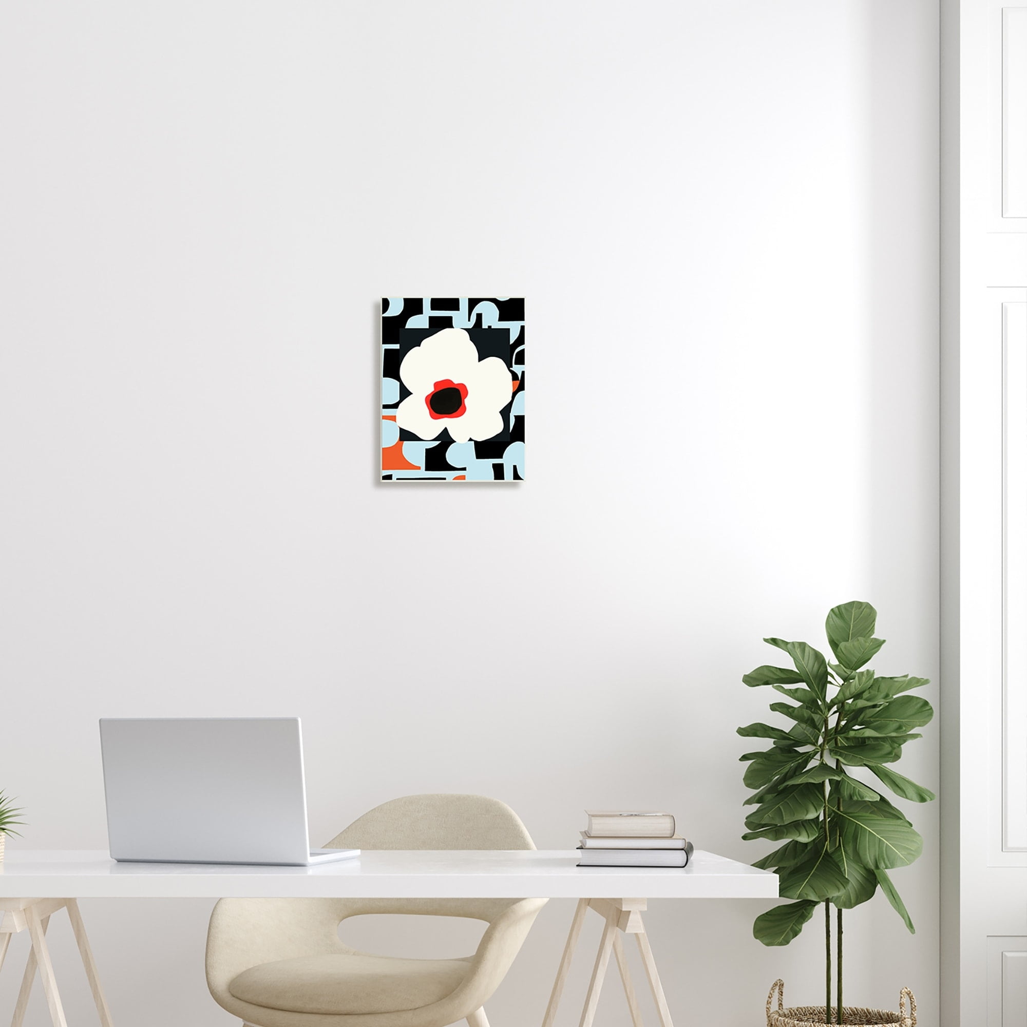 Stupell Industries Retro Floral Shapes Abstract Geometric Petals Silhouette Graphic Art Unframed Art Print Wall Art, Design by Deborah Velasquez