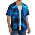 thumbnail image 2 of Pofeuu Ice Blue Fire Wolf Print Mens Casual Short Sleeve Shirts Beach Summer Spread Collar Pocket Tops Men's Casual Short-sleeved Shirt-3X-Large, 2 of 5