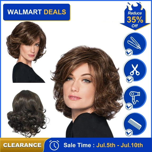 UTOURS Brazilian Virgin Hair Full Lace Cap Band Human Hair Wigs For Black Women Fashion Synthetic Short Fluffy Brown Hair Wig