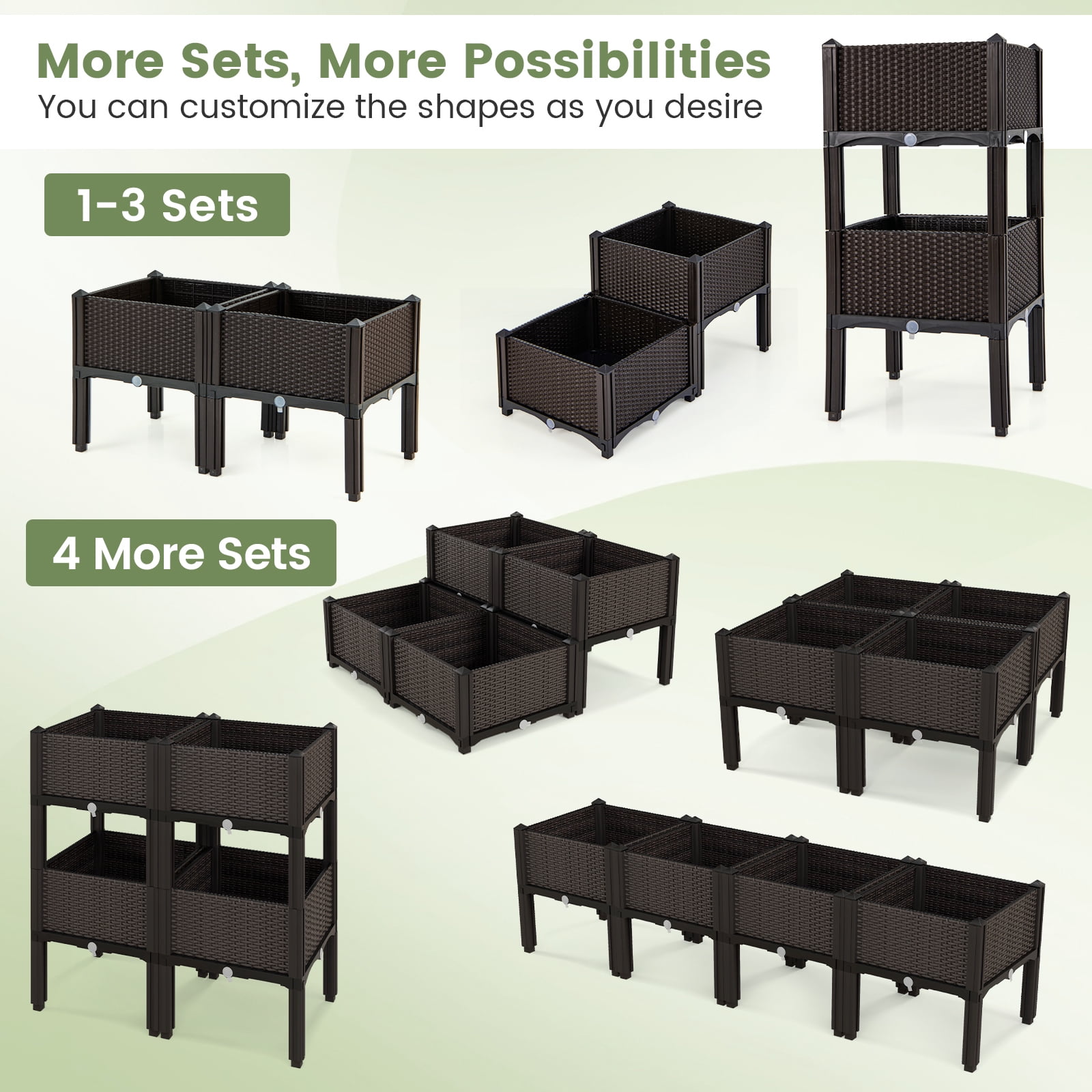Patiojoy Outdoor 4 Set Planter Vertical Elevated Raised Garden Bed Planter Box Kit for Backyard Patio